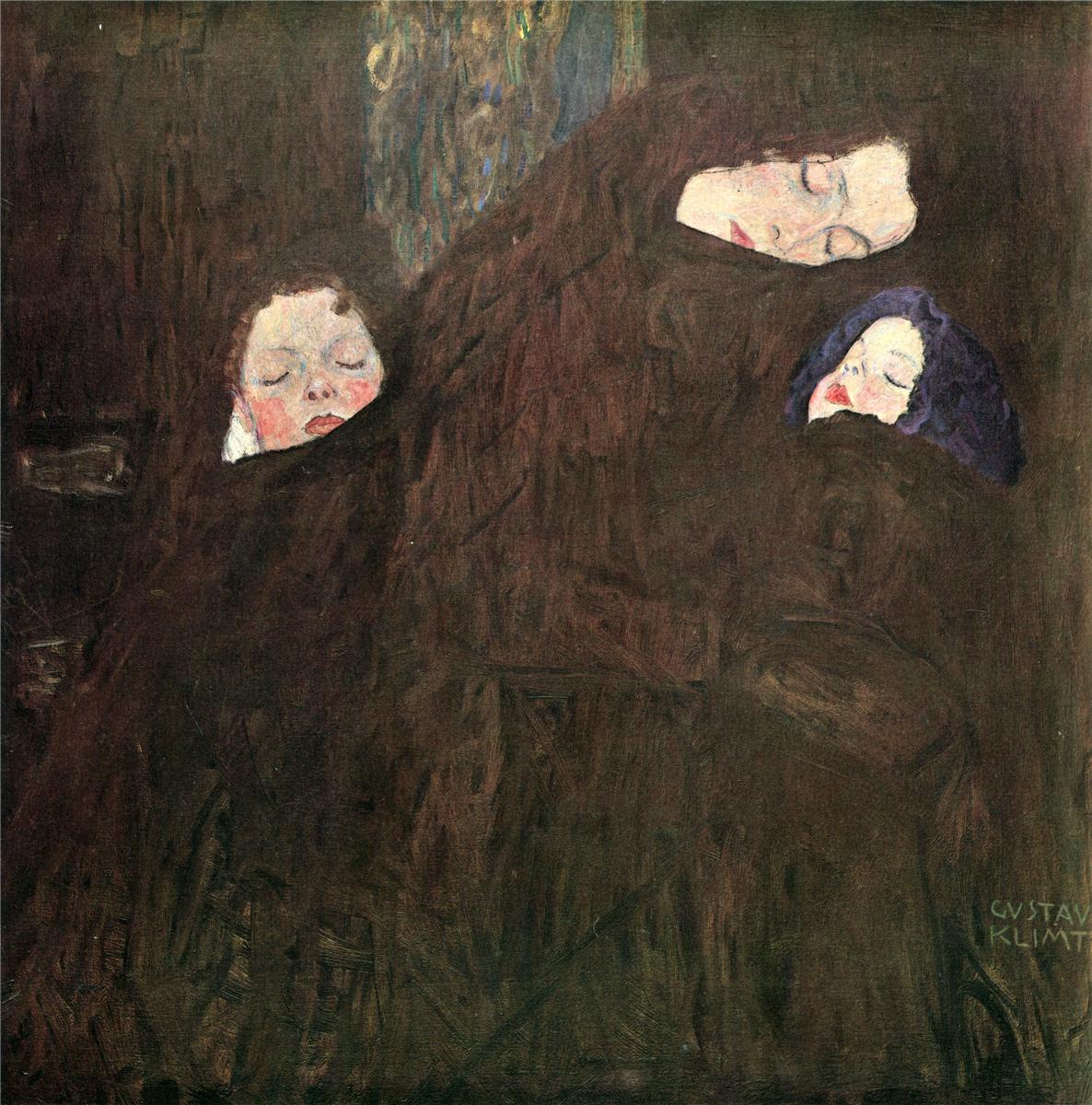 Mother with Children, vintage artwork by Gustav Klimt, 12x8" (A4) Poster