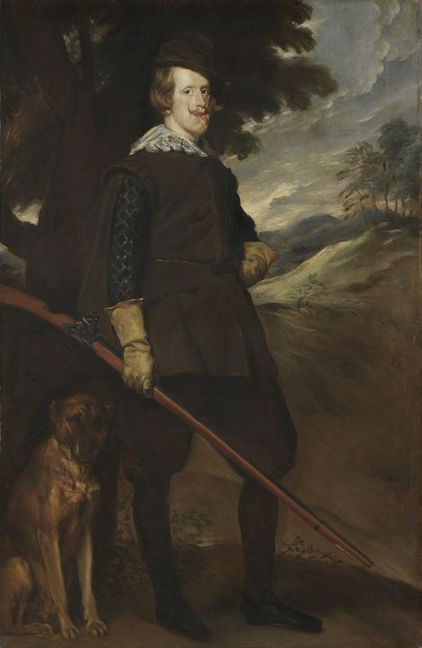 King Philip IV of Spain in Hunting Costume (after Velasquez), vintage artwork by Franz von Lenbach, 12x8" (A4) Poster