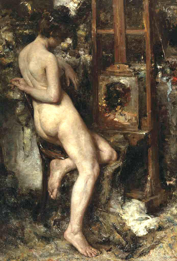 Model in the Artist's Studio, vintage artwork by Albert Roelofs, 12x8" (A4) Poster