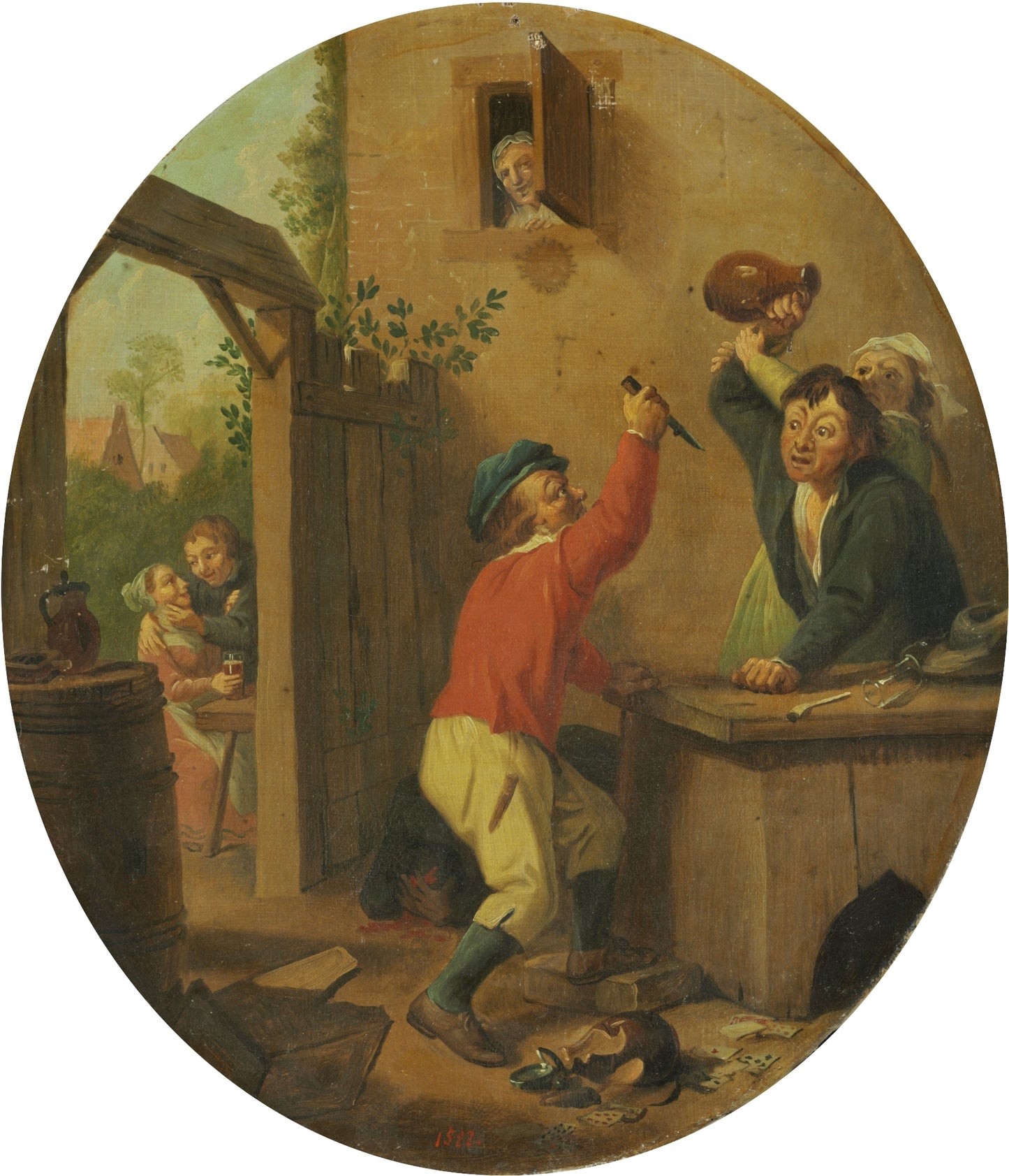 Allegories of the Five Senses - Touch (Peasants Fighting), vintage artwork by Johann Heinrich Tischbein the Elder, 12x8" (A4) Poster