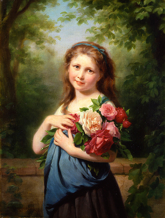 The Flower Gatherer, vintage artwork by Fritz Zuber-Buhler, 12x8" (A4) Poster