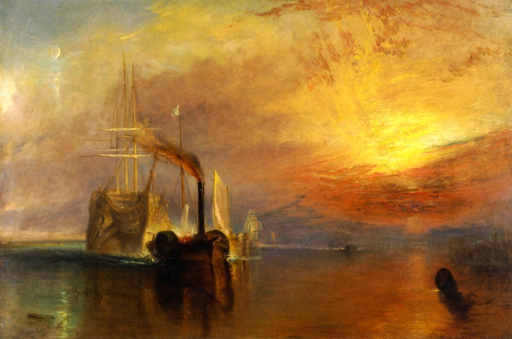 The Fighting "Temeraire," tugged to her Last Berth to be Broken Up, after Turner, vintage artwork by Thomas Farrer, 12x8" (A4) Poster