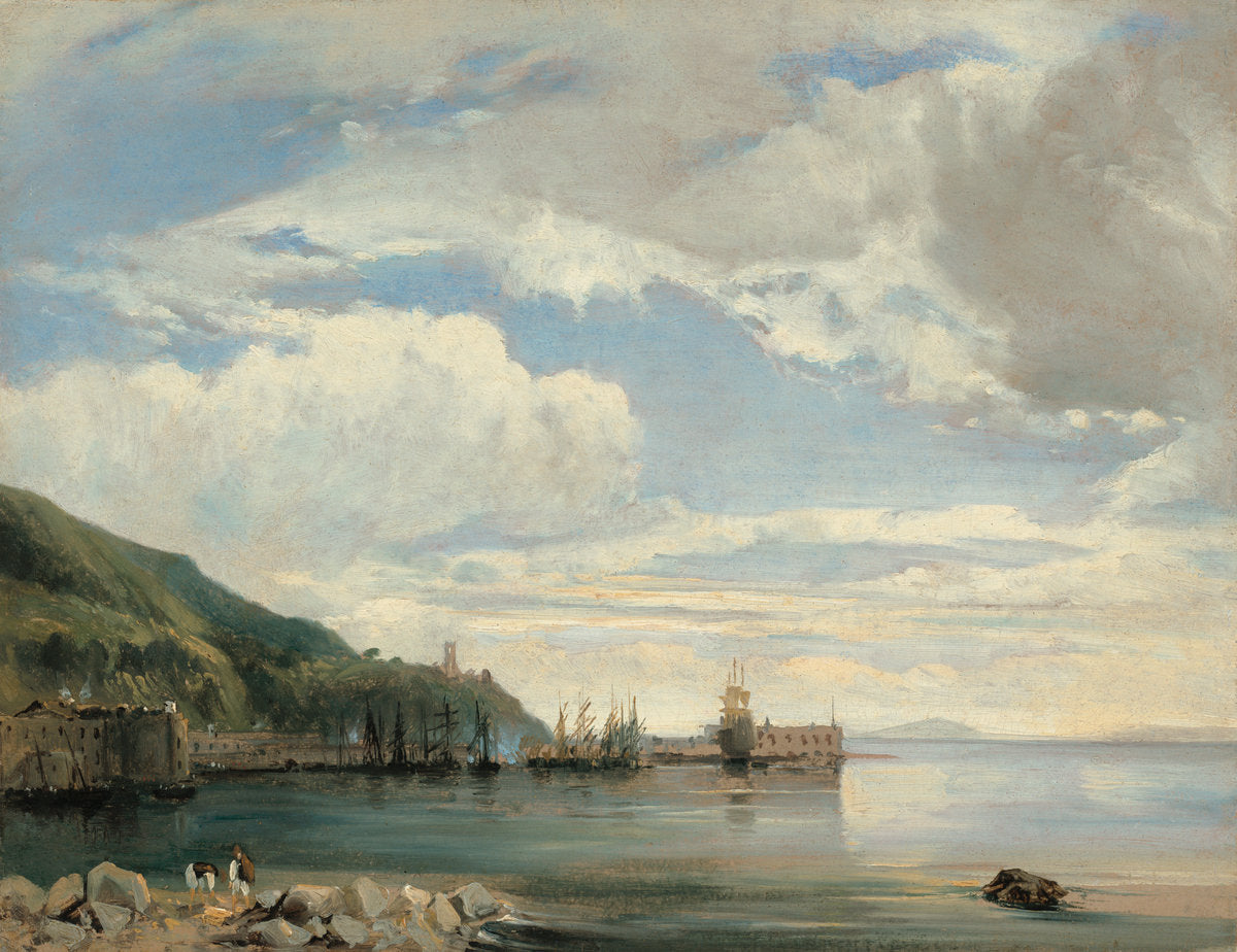 On the Bay of Naples, vintage artwork by Francois-Antoine-Leon Fleury, A3 (16x12") Poster Print