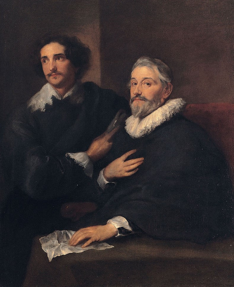 The Engravers Pieter de Jode the Elder and Pieter de Jode the Younger, vintage artwork by Anthony van Dyck, 12x8" (A4) Poster