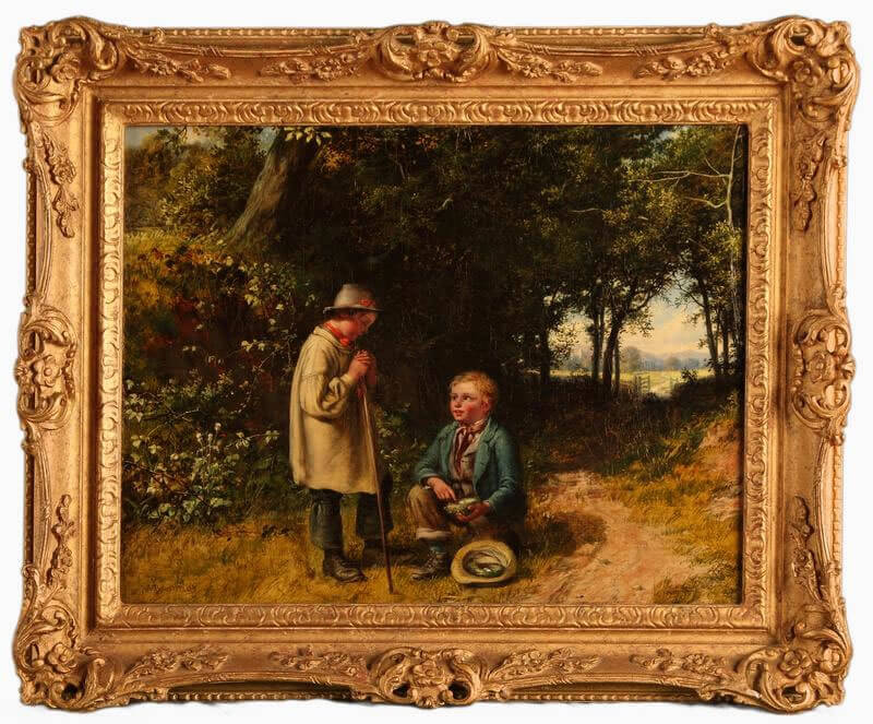 Boys with Bird's Nest, vintage artwork by William Bromley, III, A3 (16x12") Poster Print