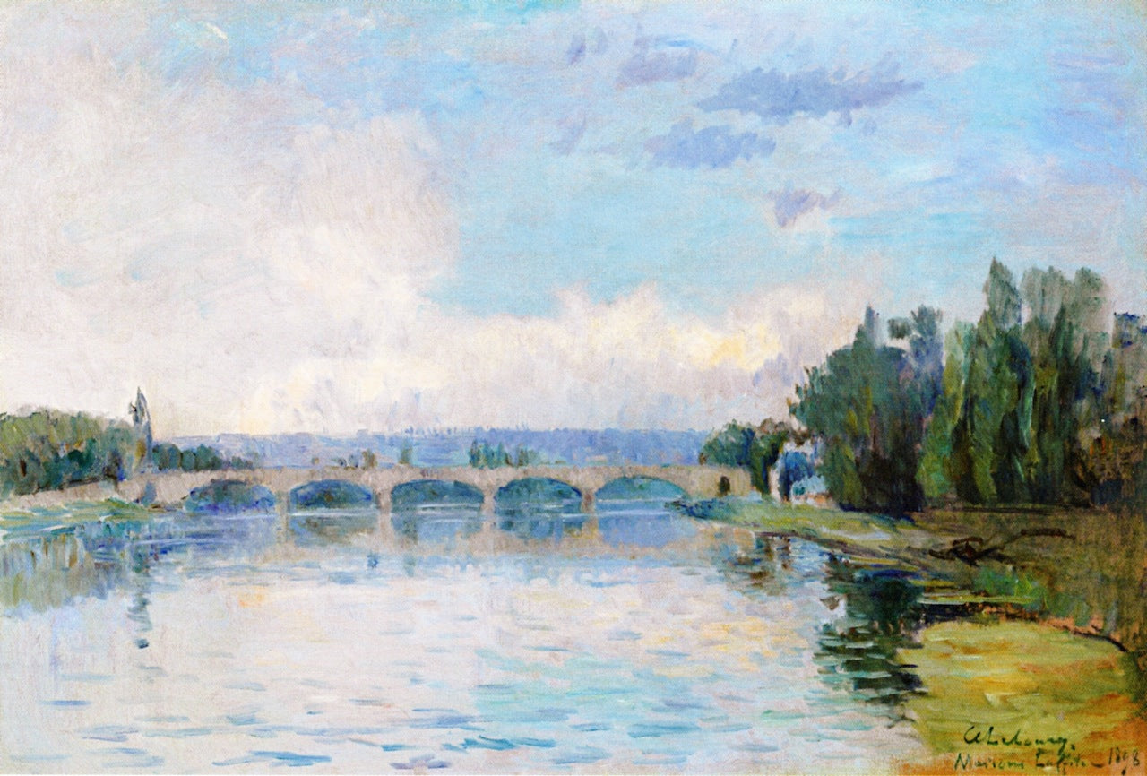 The Bridge at Maisons-Laffitte, vintage artwork by Albert Lebourg, 12x8" (A4) Poster