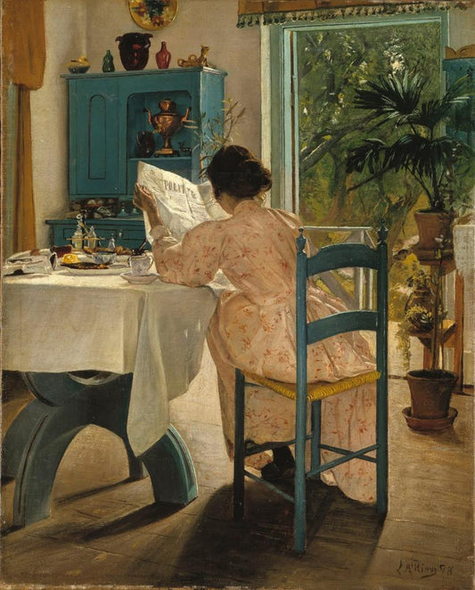 At Breakfast, vintage artwork by Lauritz Andersen (L.A.) Ring, 12x8" (A4) Poster