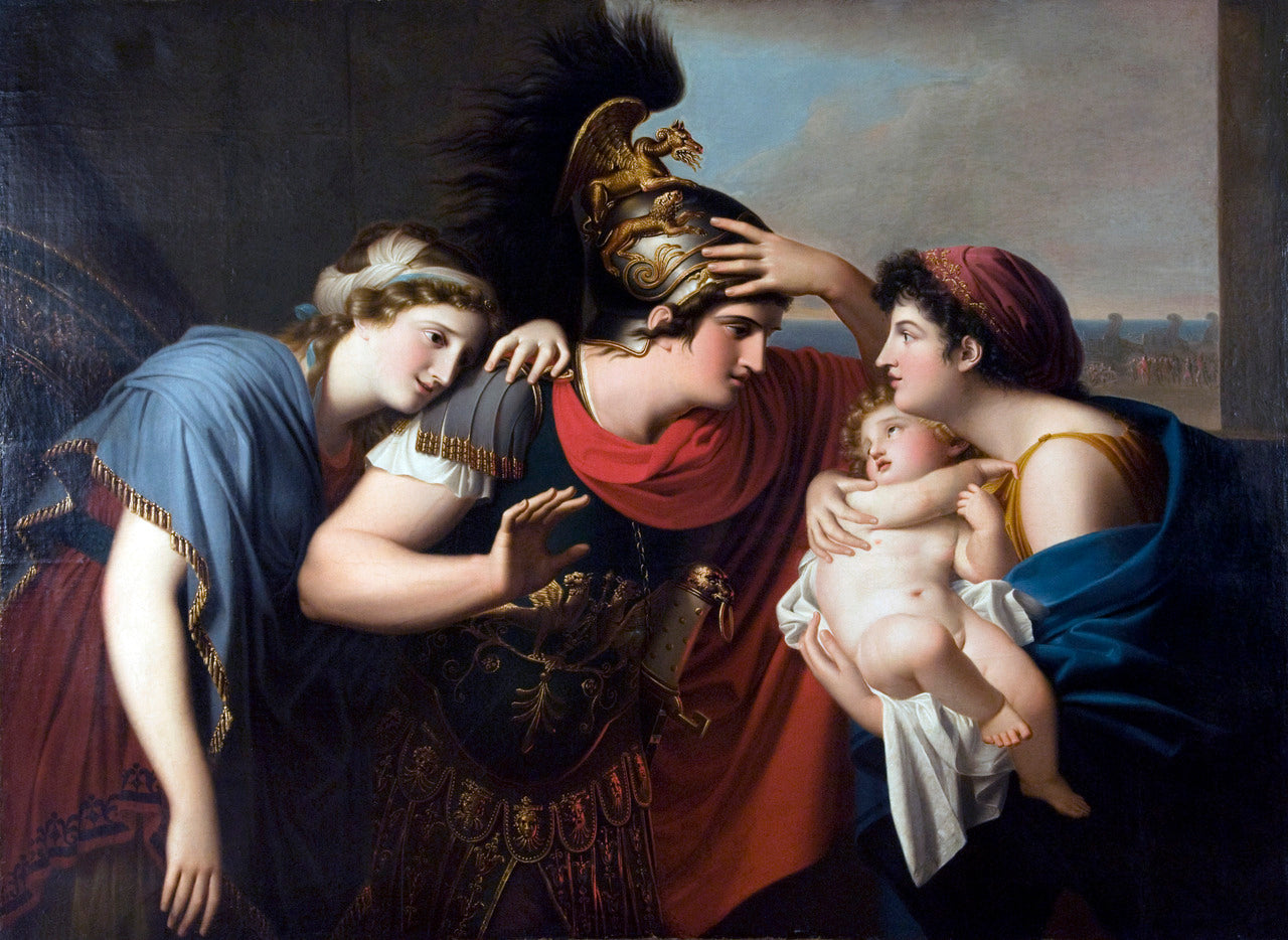 Meeting of Hector and Andromache, vintage artwork by Gaspare Landi, 12x8" (A4) Poster