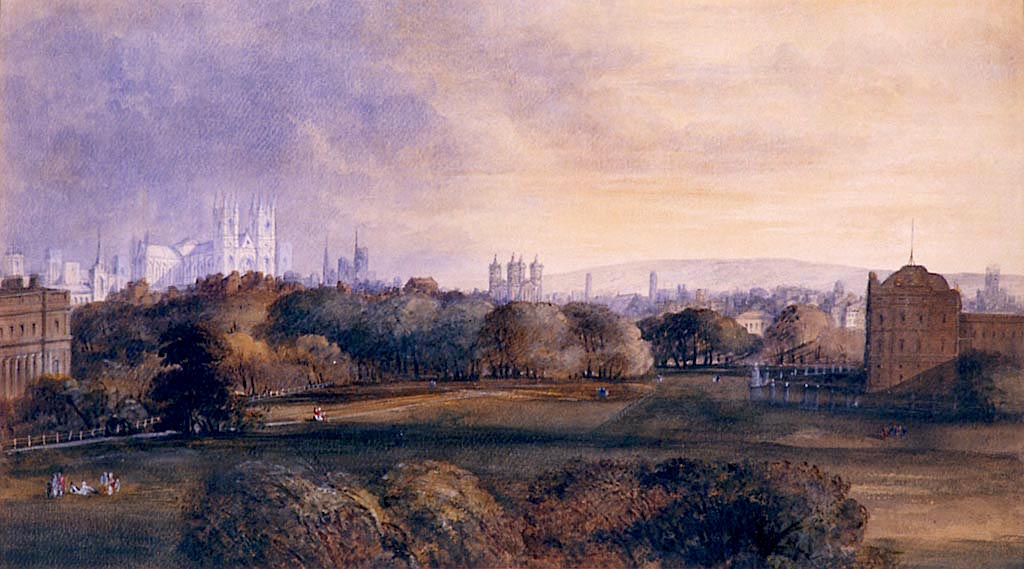 Westminster from Green Park, vintage artwork by William Turner of Oxford, A3 (16x12") Poster Print