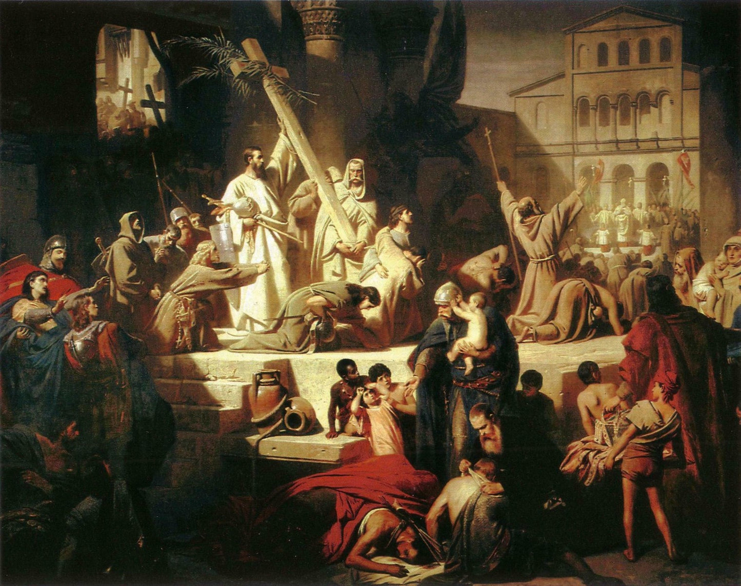 The taking of Jerusalem by Godfrey de Bouillon 1099, vintage artwork by Carl Theodor von Piloty, 12x8" (A4) Poster