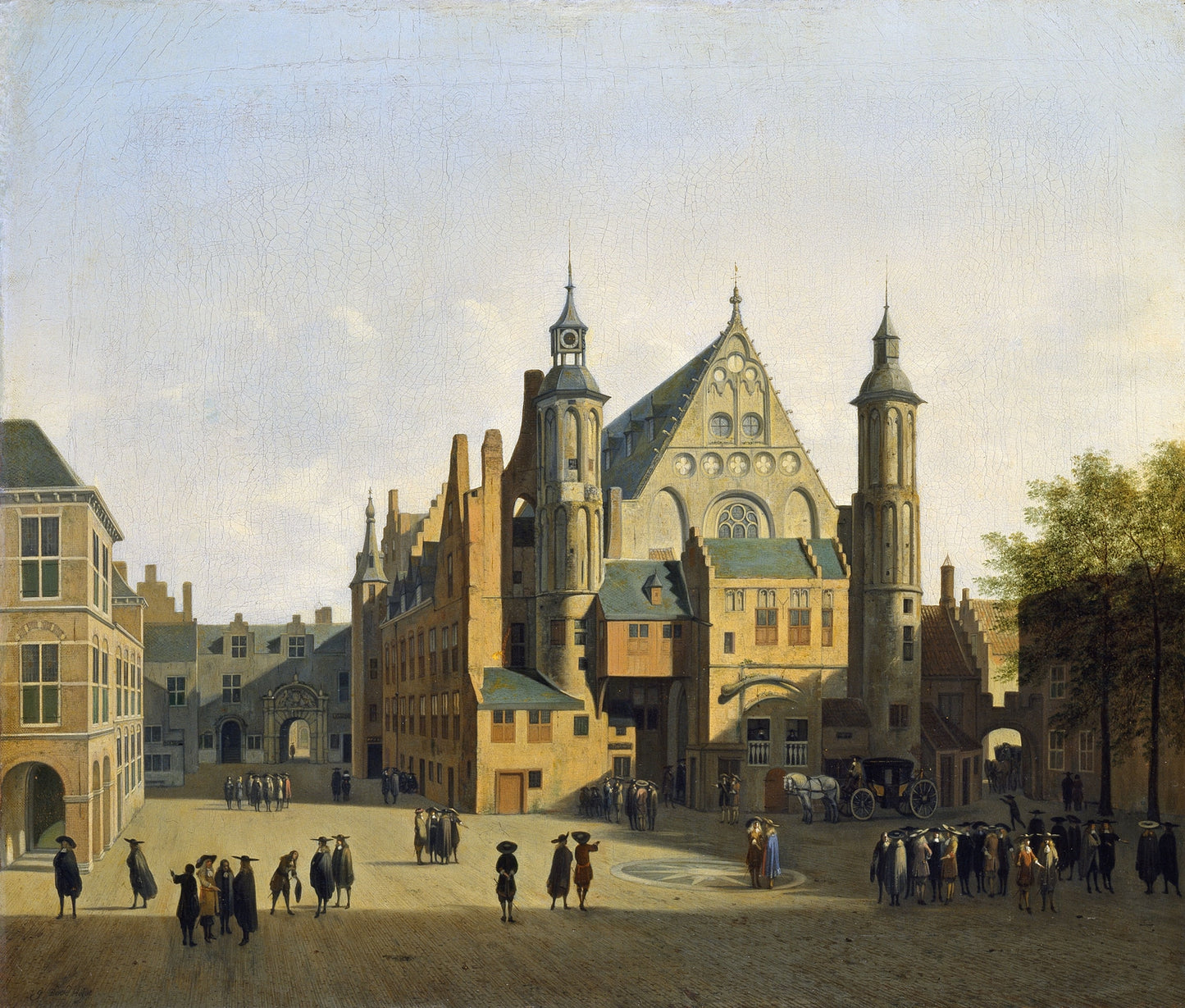The Binnenhof, The Hague, vintage artwork by Gerrit Adriaensz.Berckheyde, 12x8" (A4) Poster
