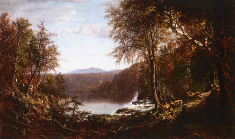 Loon Lake, Adirondacks, vintage artwork by James McDougal Hart, 12x8" (A4) Poster