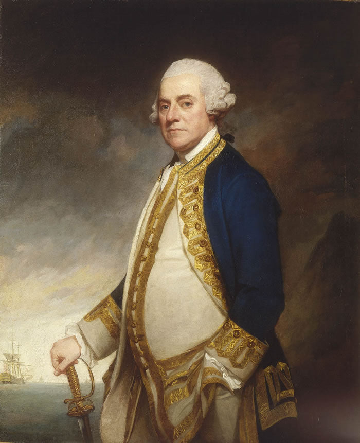 Admiral Sir Charles Hardy, vintage artwork by George Romney, 12x8" (A4) Poster