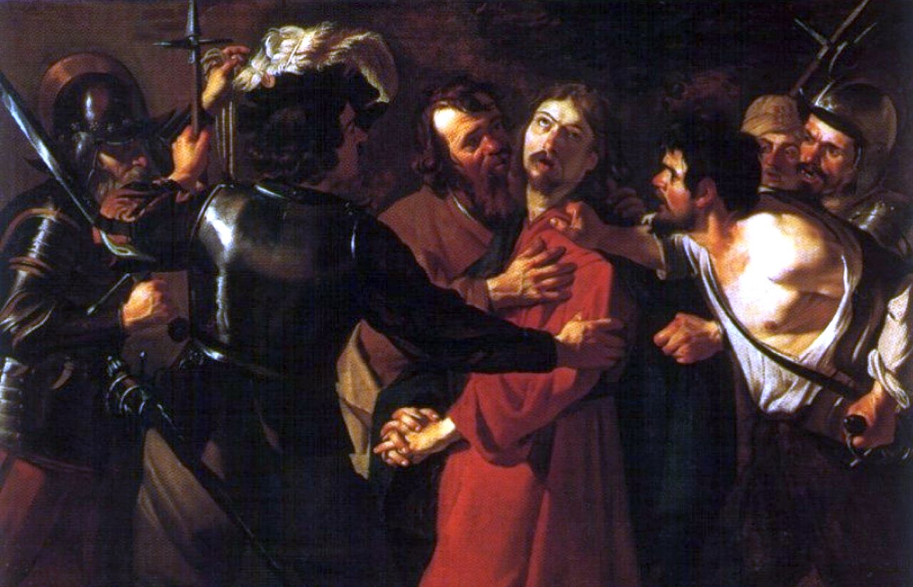The Capturing of Christ, vintage artwork by Dirck van Baburen, 12x8" (A4) Poster