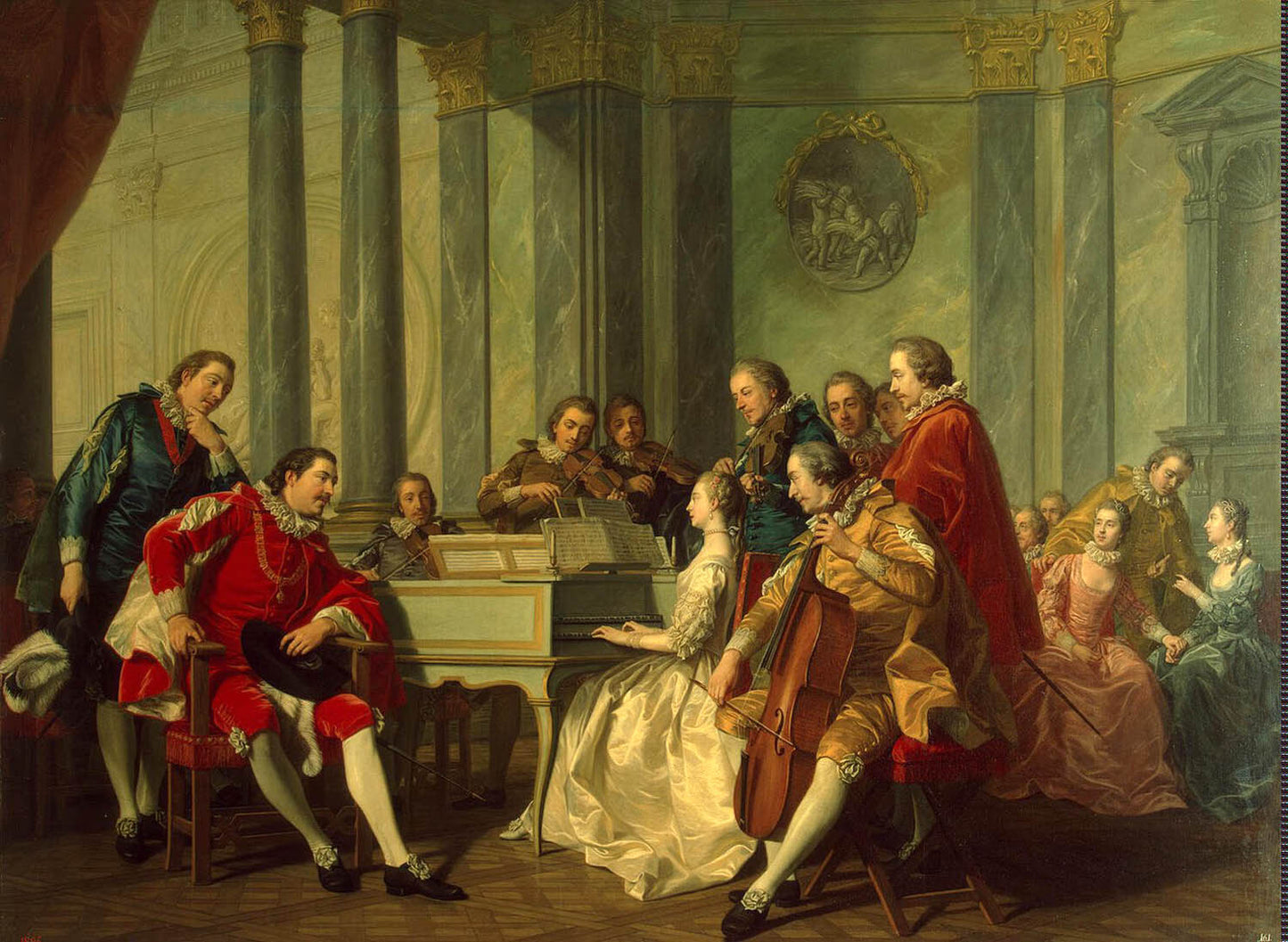 Sextet, vintage artwork by Louis-Michel Van Loo, 12x8" (A4) Poster