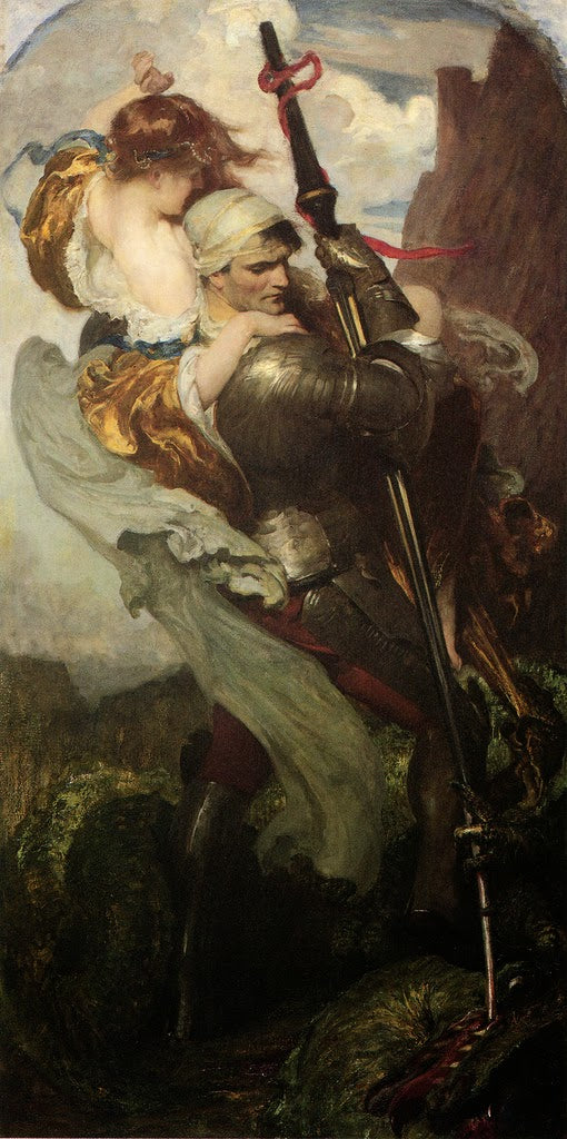 St. George, vintage artwork by Solomon Joseph Solomon, 12x8" (A4) Poster