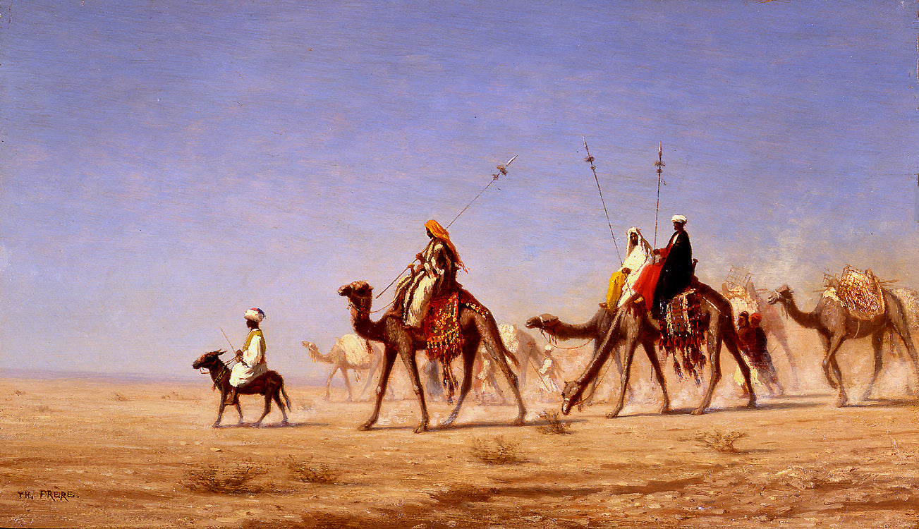 A Caravan Crossing the Desert, vintage artwork by Charles Theodore Frère, A3 (16x12") Poster Print