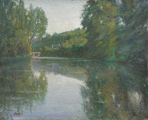 The Small Bridge across the River by Louis Hayet,A3(16x12")Poster
