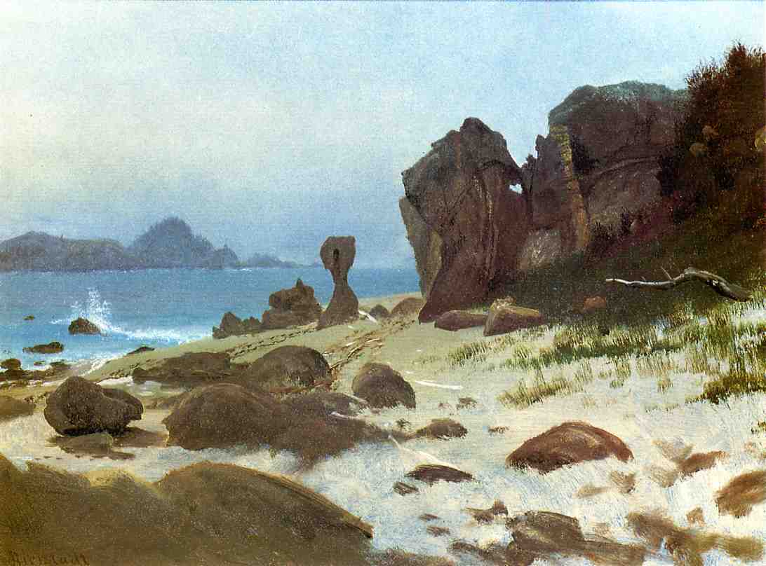 Bay of Monterey, vintage artwork by Albert Bierstadt, 12x8" (A4) Poster