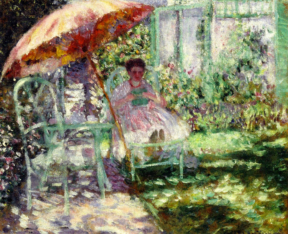 The Garden Parasol (study) by Frederick Carl Frieseke,16x12(A3) Poster