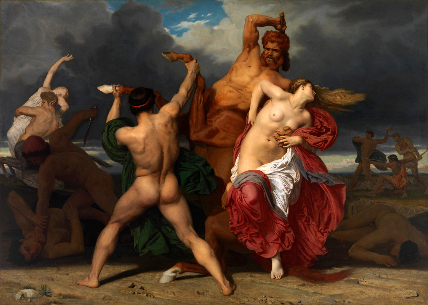 The Battle of the Centaurs and Lapithae, vintage artwork by William Bouguereau, 12x8" (A4) Poster