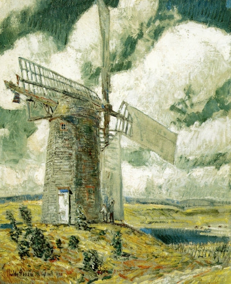 Bending Sail on the Old Mill, vintage artwork by Childe Hassam, 12x8" (A4) Poster