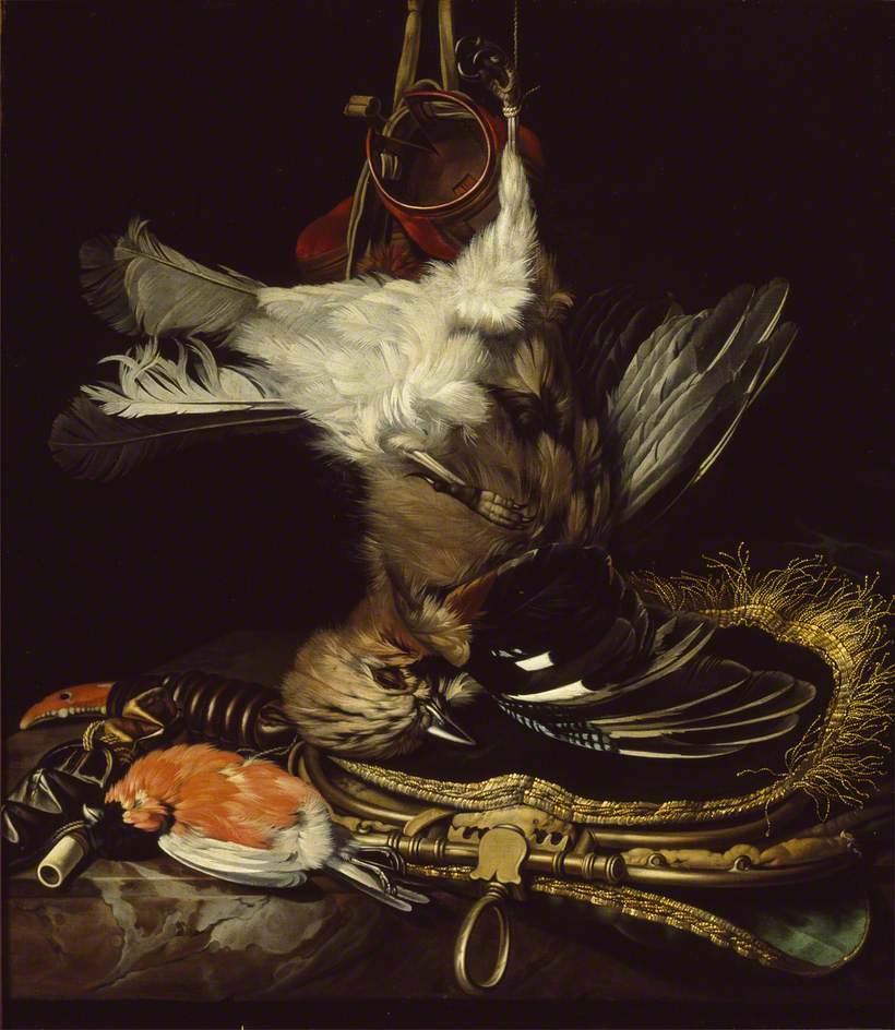 Still Life with a Dead Jay, vintage artwork by Follower of Willem van Aelst, 12x8" (A4) Poster