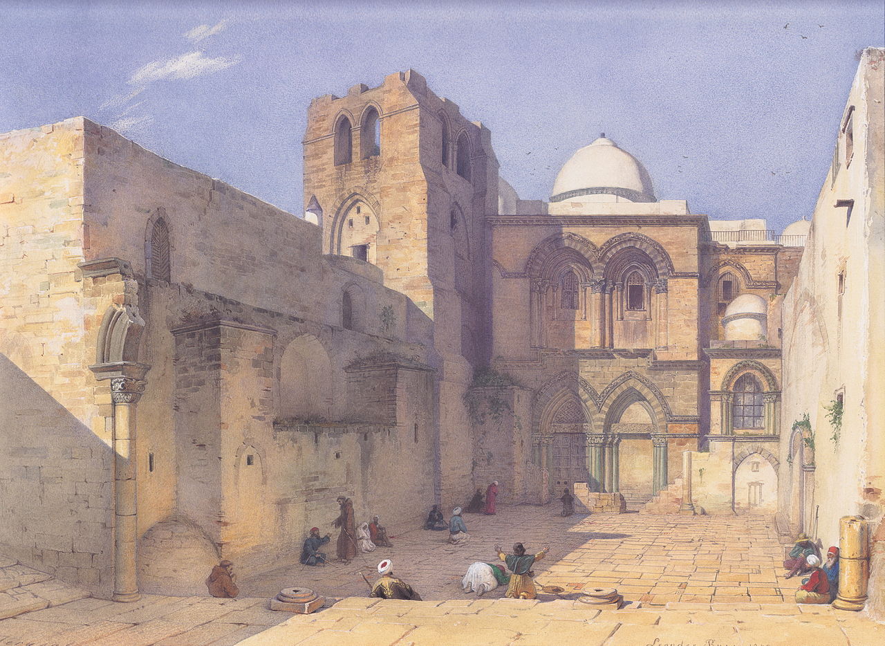 The Holy Sepulcher in Jerusalem, vintage artwork by Leander Russ, A3 (16x12") Poster Print