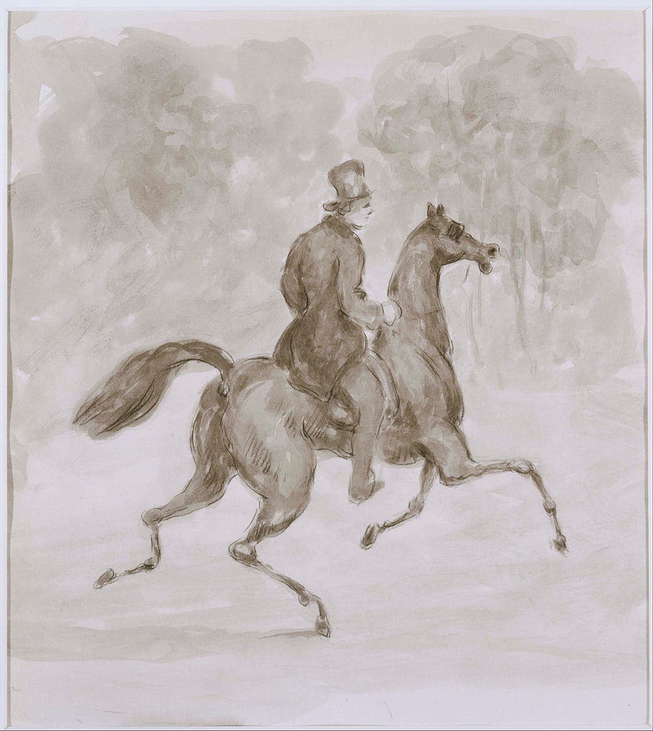 Man on Trotting Horse, vintage artwork by Constantin Guys, A3 (16x12") Poster Print