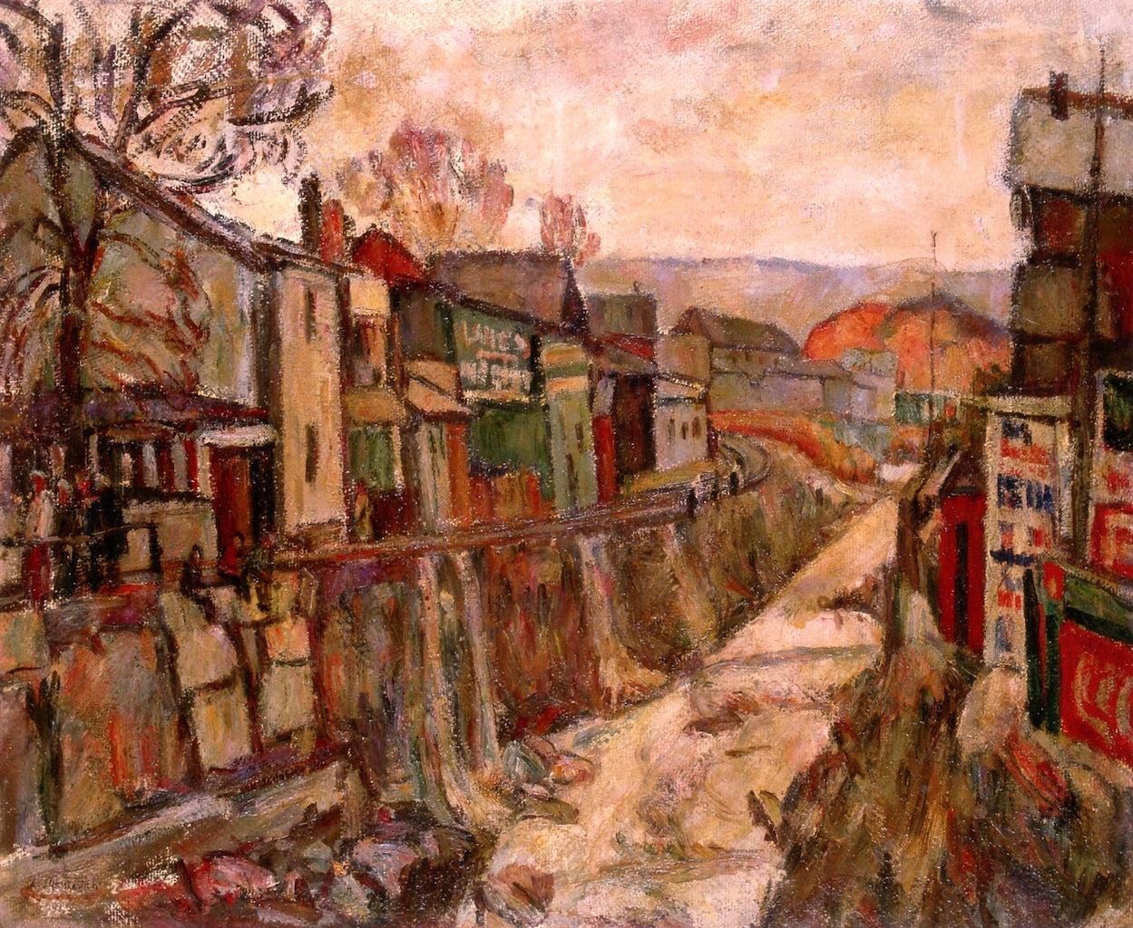 Mining Town, Luzerne, Pennsylvania, vintage artwork by Abraham A. Manievich, 12x8" (A4) Poster