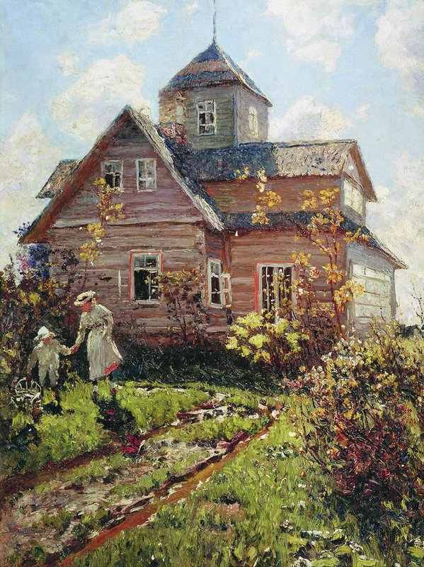 Summer Cottage, vintage artwork by Nikolai Nikanorovich Dubovskoy, 12x8" (A4) Poster