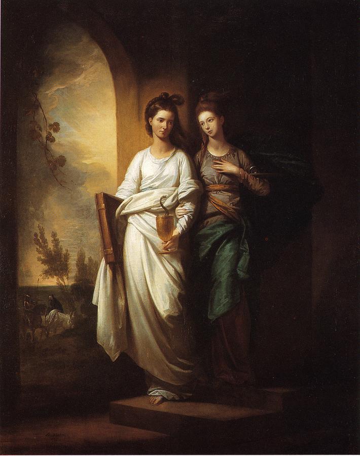 Fidelia and Speranza, vintage artwork by Benjamin West, 12x8" (A4) Poster
