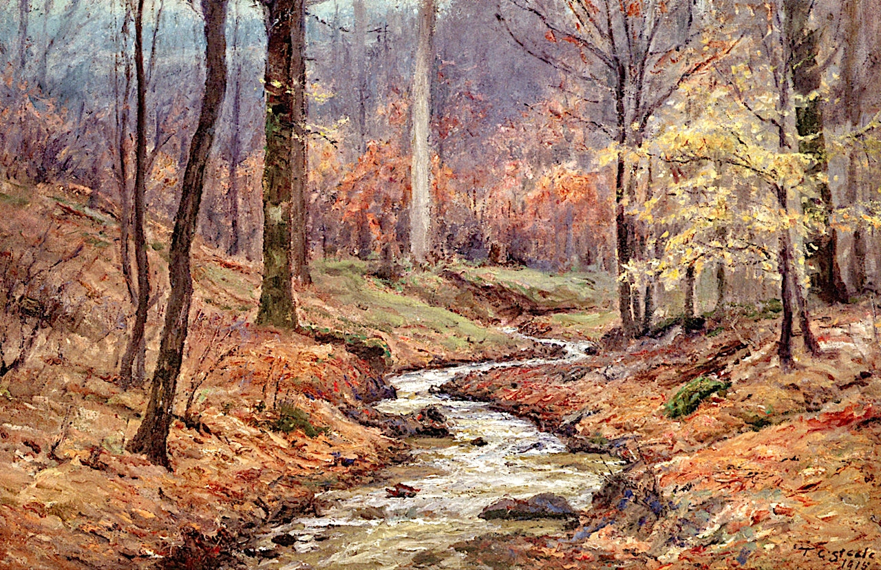 Fall in the Ravine, vintage artwork by Theodore Clement Steele, 12x8" (A4) Poster
