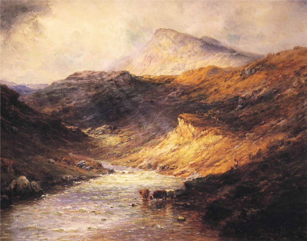Ben Ledi from the Pass of Leny, vintage artwork by Alfred de Breanski, Sr., 12x8" (A4) Poster