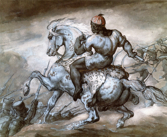 Episode from the Colonial War: Black Man and His Prancing Horse, vintage artwork by Theodore Gericault, 12x8" (A4) Poster