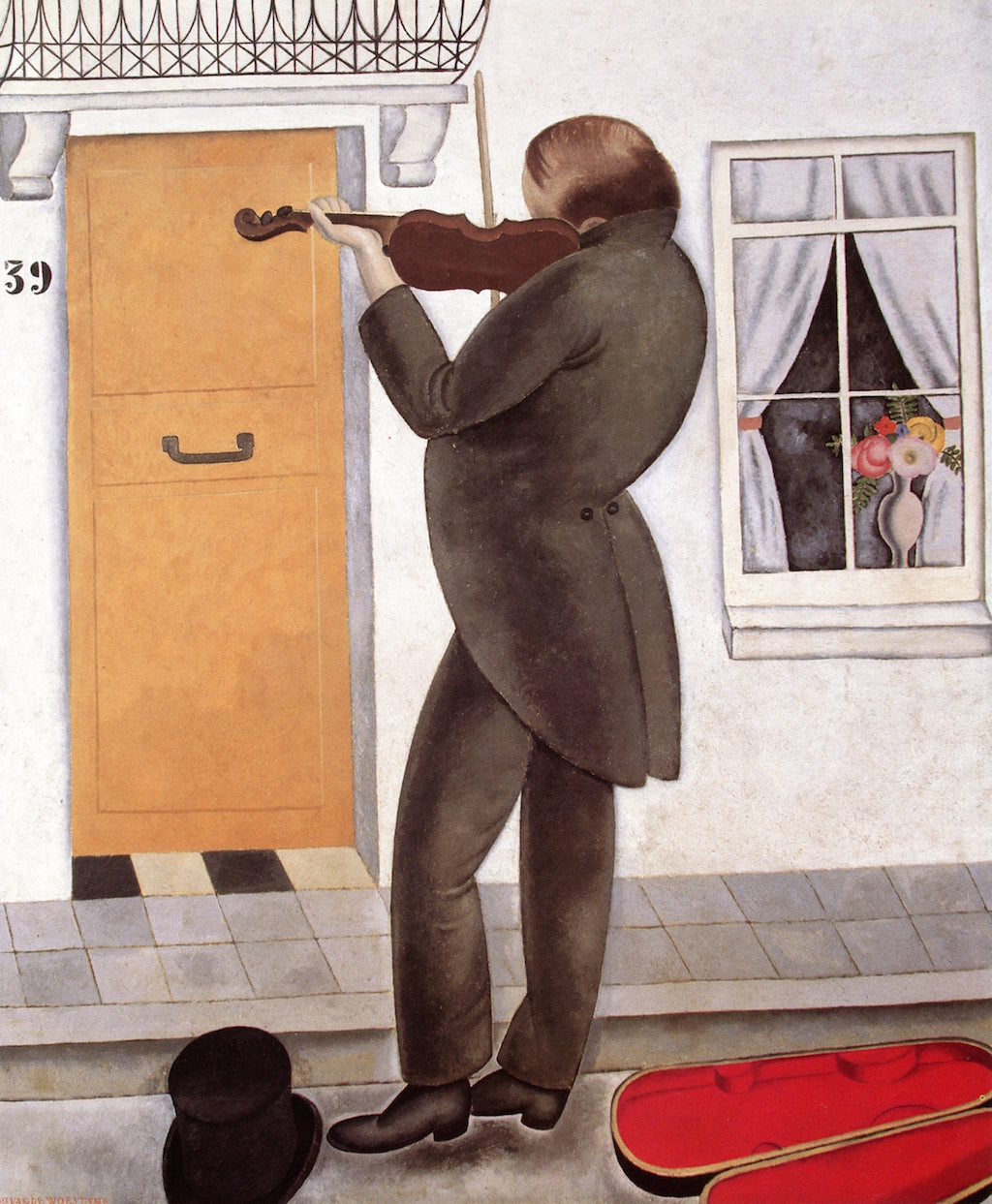 The Blind Violnist, vintage artwork by Gustave Van de Woestyne, 12x8" (A4) Poster