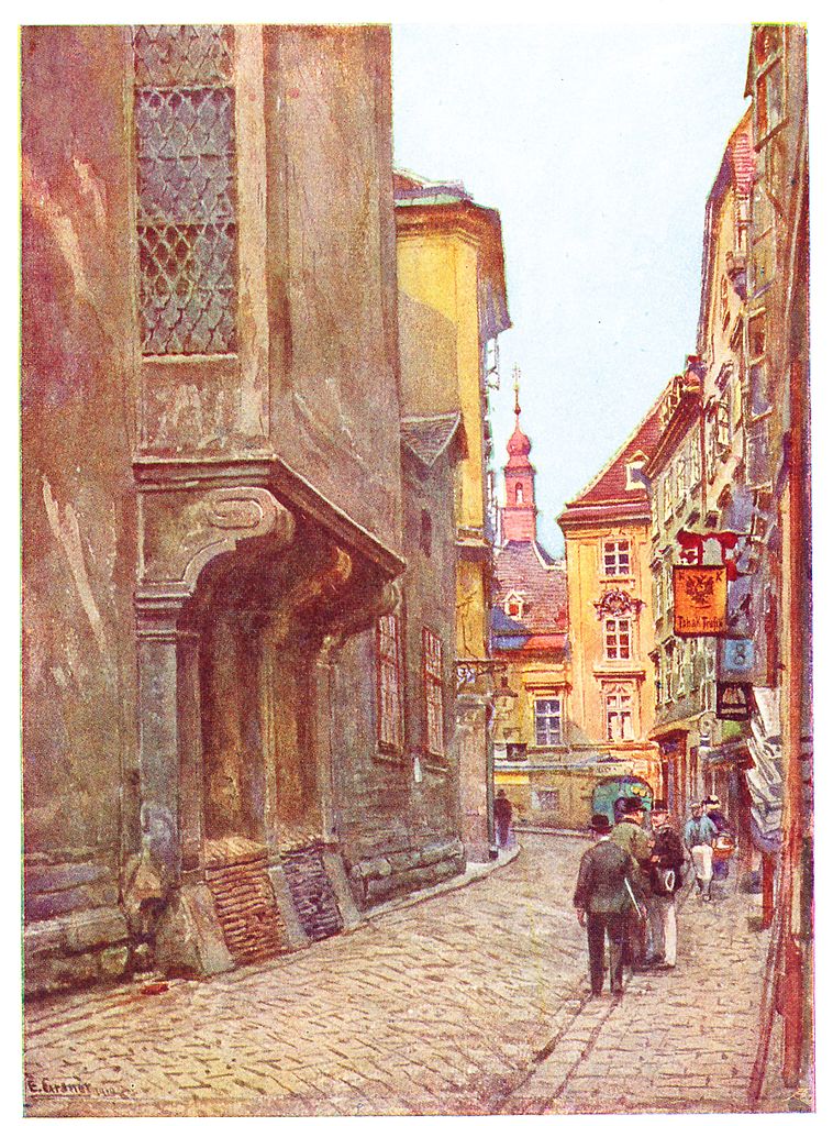 Schönlaterngasse Vienna, vintage artwork by Ernst Graner, 12x8" (A4) Poster