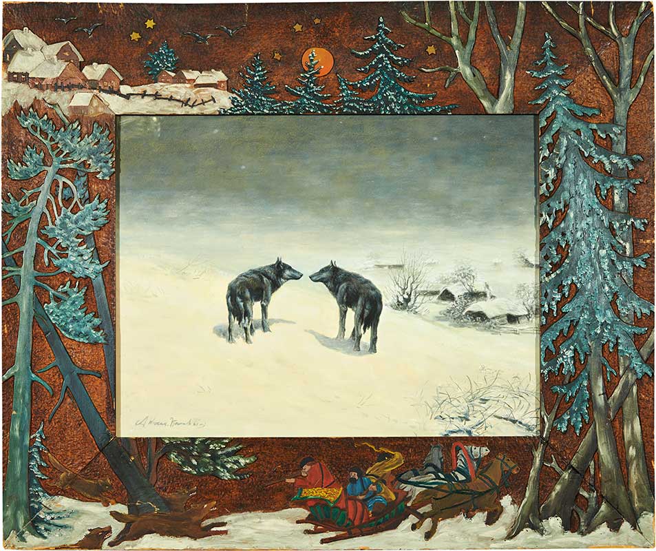 Two Wolves, vintage artwork by Alfred von Wierusz-Kowalski, 12x8" (A4) Poster