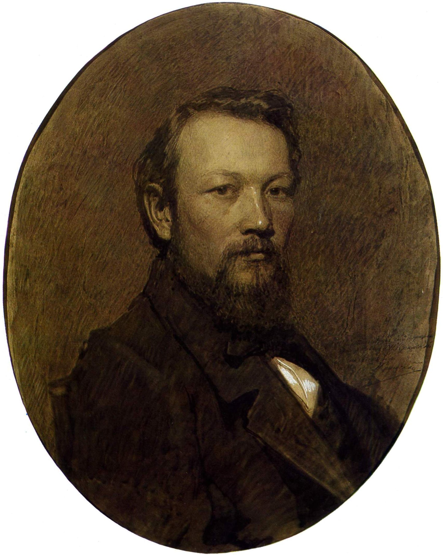 Portrait of Painter K.P. Pomerantsev, vintage artwork by Ivan Kramskoi, 12x8" (A4) Poster