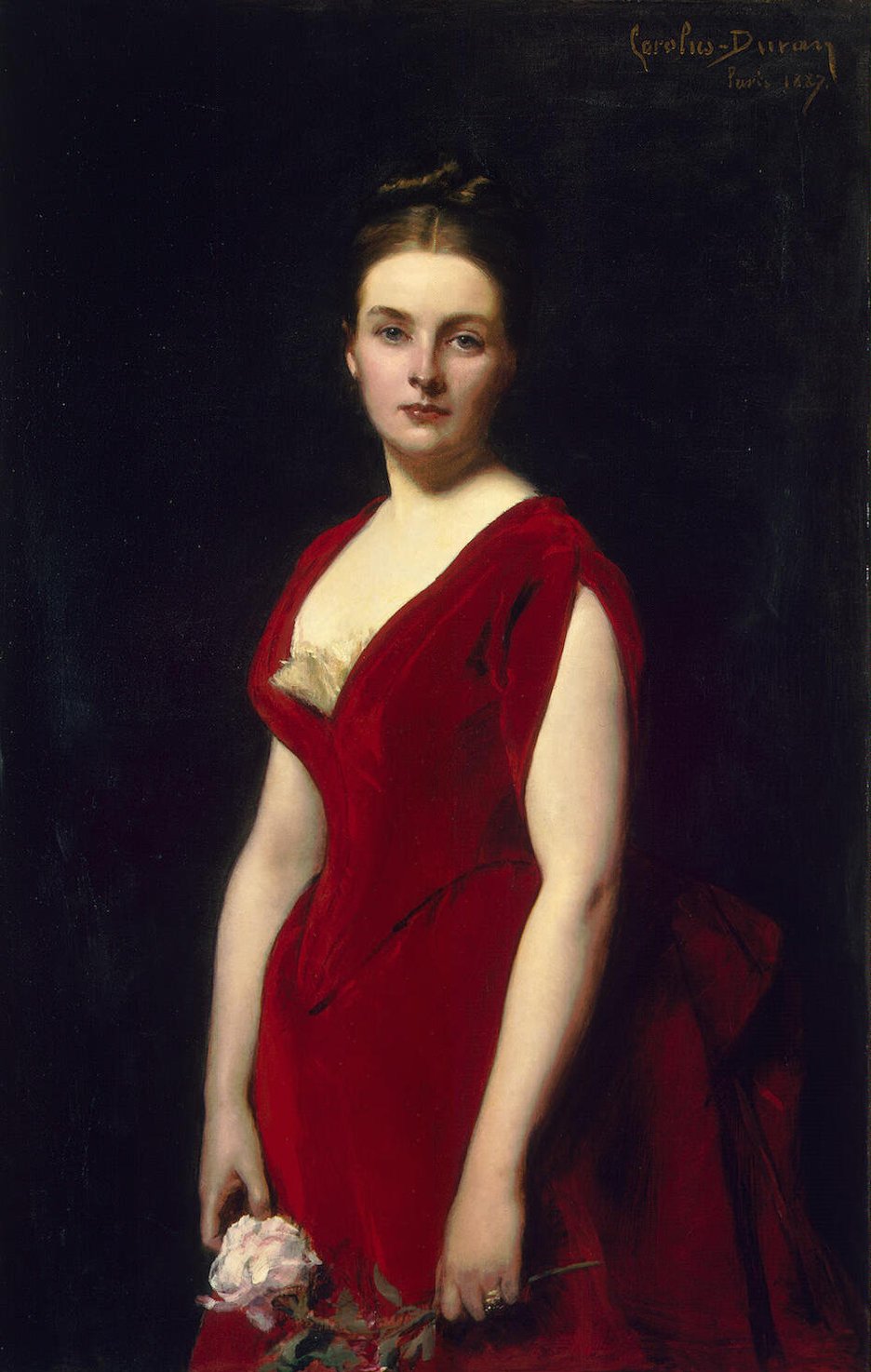 Portrait of Anna Obolenskaya, vintage artwork by Charles Auguste Émile Durand, 12x8" (A4) Poster