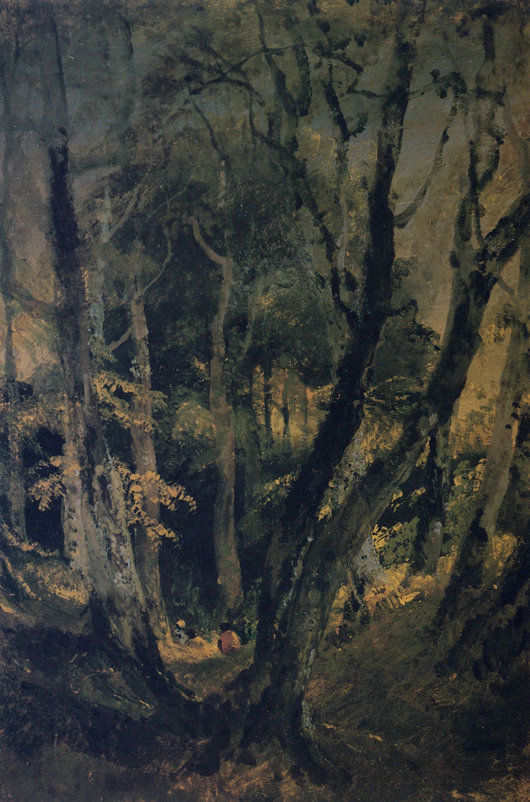 A Beech Wood with Gipsies Seated in the Middle Distance, vintage artwork by Joseph Mallord William Turner, 12x8" (A4) Poster
