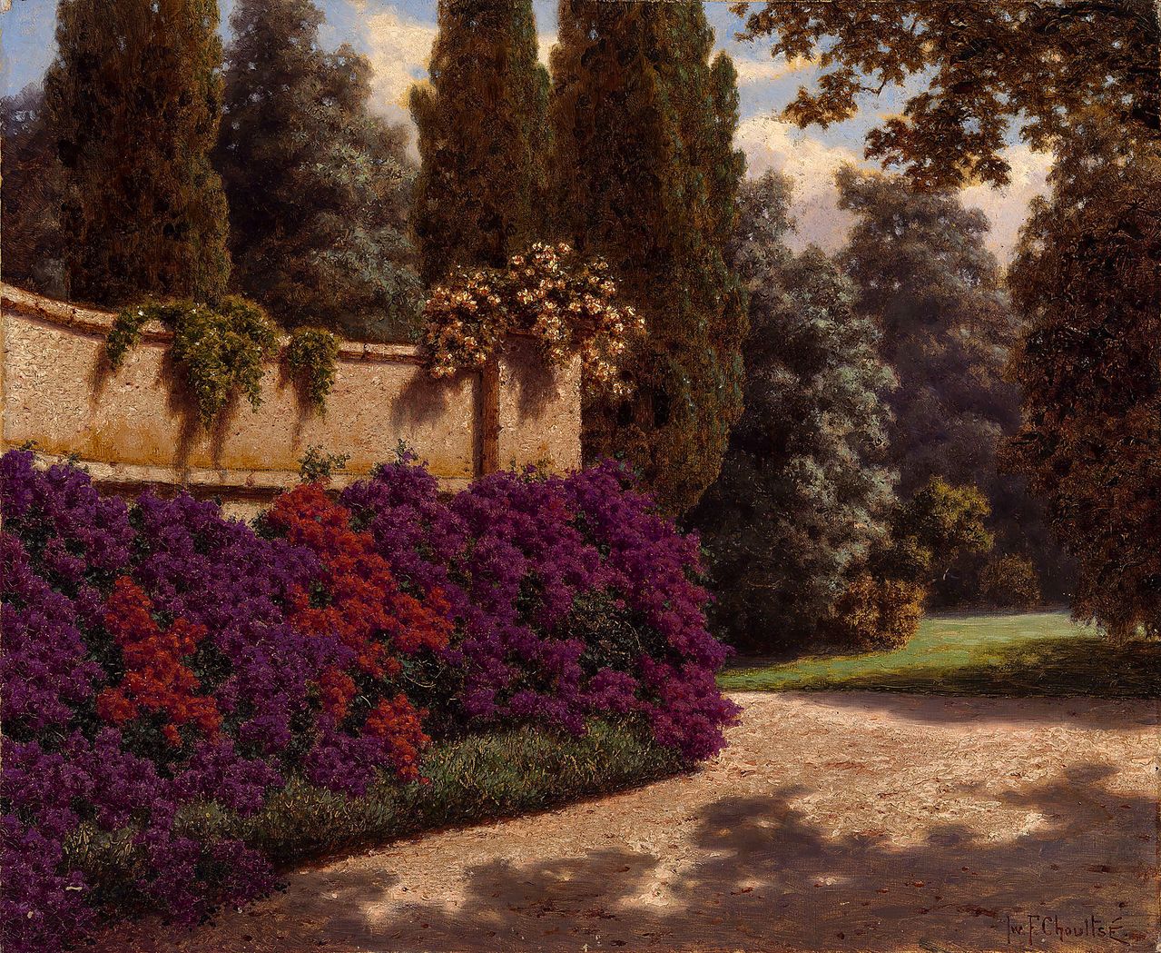 Flower Terrace. Provence, vintage artwork by Ivan Fedorovich Choultse, 12x8" (A4) Poster