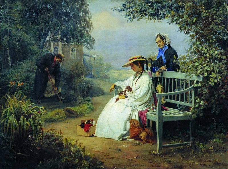 The Dog's Funeral, vintage artwork by Alexei Korzukhin, 12x8" (A4) Poster