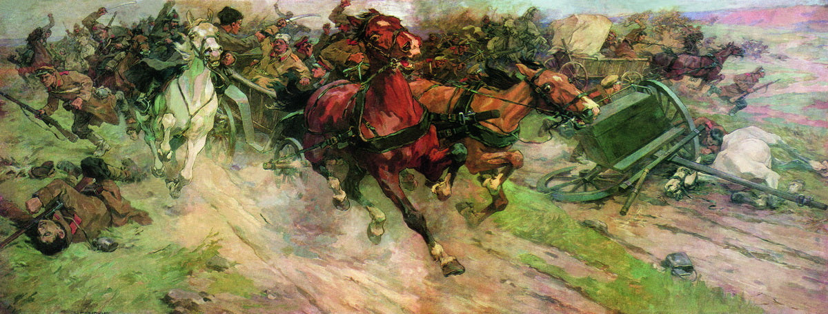 The Defeat of Vrangel's Troops near Perekop, vintage artwork by Nikolai Samokish, 12x8" (A4) Poster