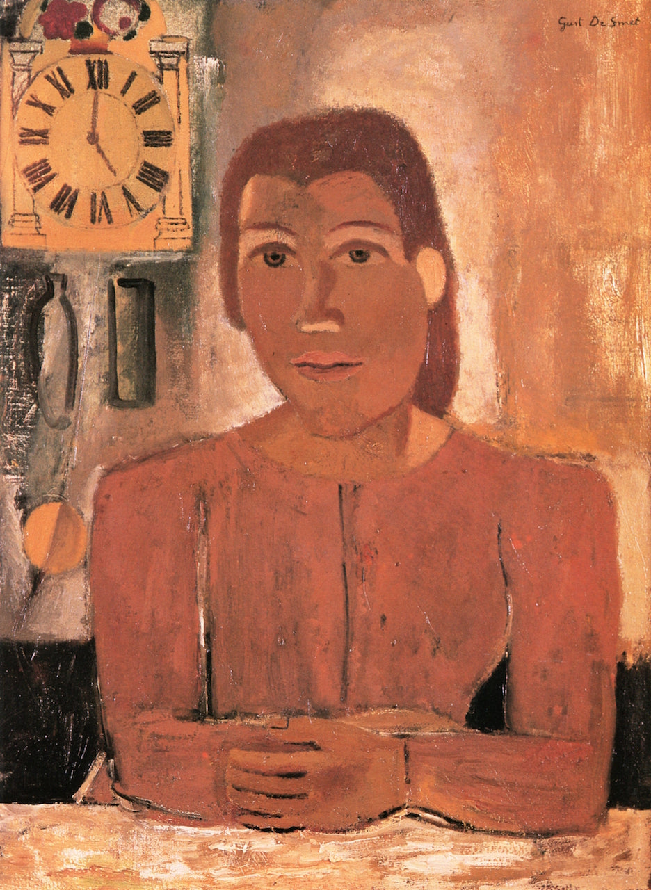 Meditation - Young Woman with Clock by Gustave de Smet,16x12(A3) Poster