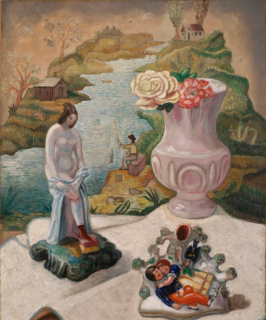 Porcelain Figures and Flowers, vintage artwork by Sergei Sudeikin, 12x8" (A4) Poster
