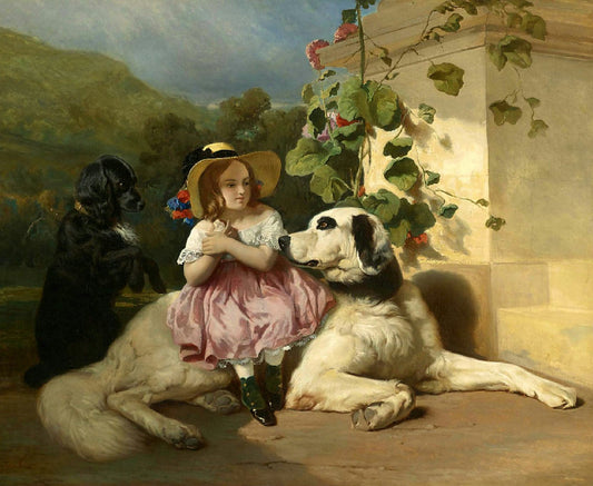 Innocence between Two Thieves, vintage artwork by Alfred de Dreux, A3 (16x12") Poster Print