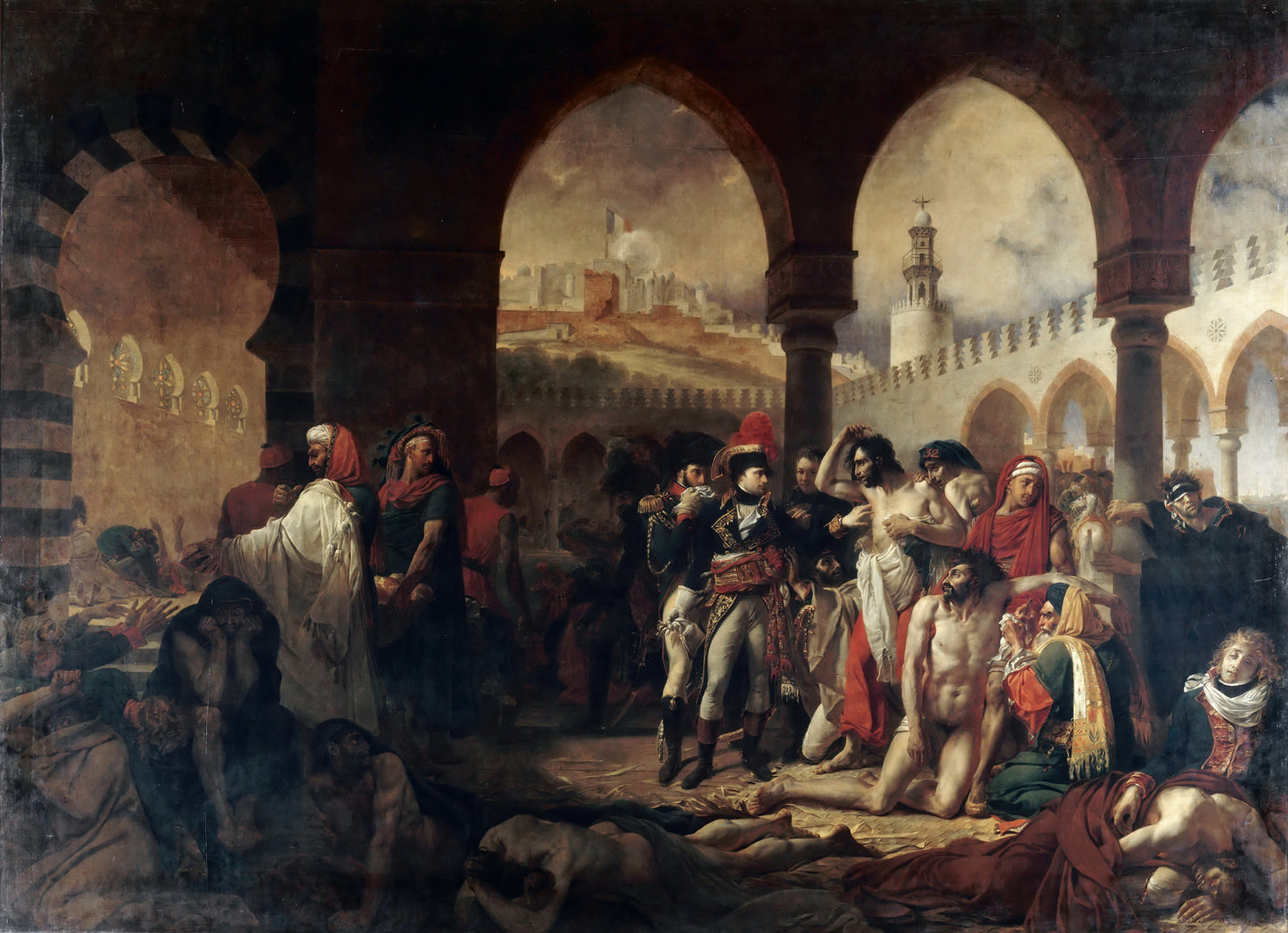 Napoleon Bonaparte Visiting the Plague-Stricken in Jaffa, vintage artwork by Antoine-Jean Gros, 12x8" (A4) Poster