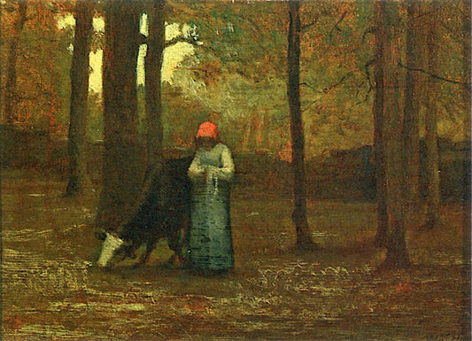 On the Edge of the Forest, vintage artwork by William Morris Hunt, 12x8" (A4) Poster
