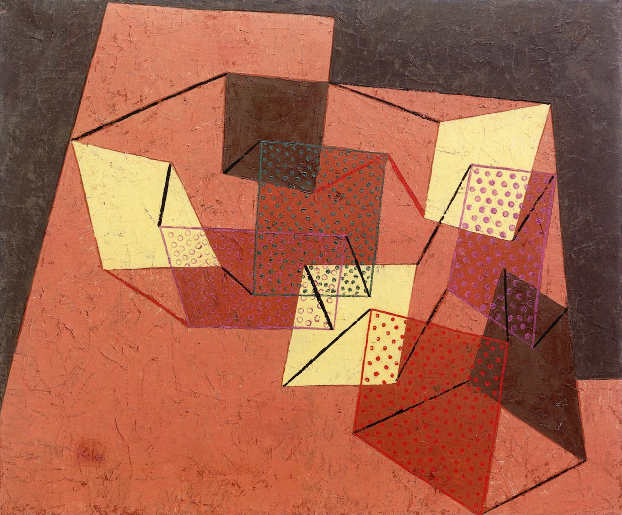 Braced Surfaces, vintage artwork by Paul Klee, 12x8" (A4) Poster